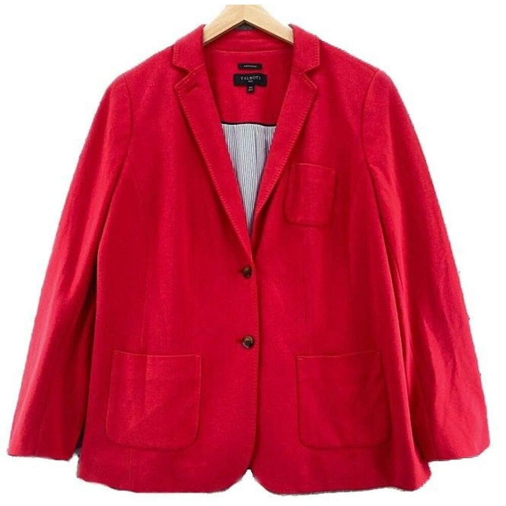 Talbots Blazer 14W Plus Aberdeen Red Knit Stretch Button Pockets Career Casual